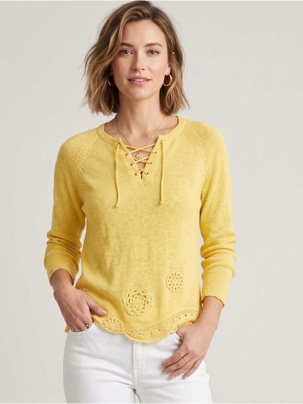Deirdre McGuire sweater pullover yellow 100%‎ pima cotton Large